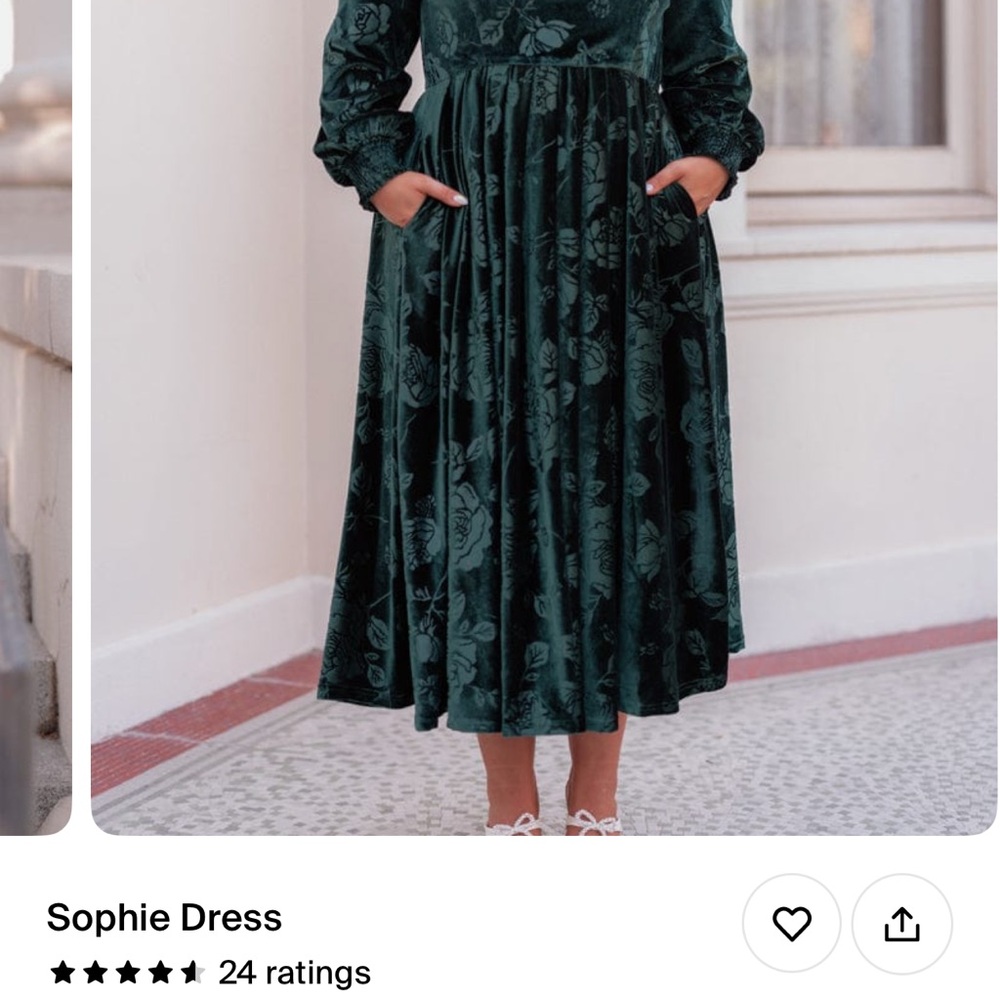 Elegant Green Velvet Dress with Pockets